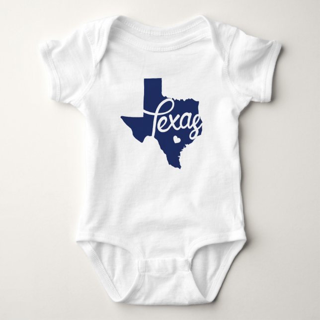 Blue Texas Heart Baby Strampler (Vorderseite)