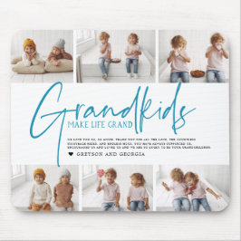 Blue Text | Grandkids Make Life Grand Photo Mousepad