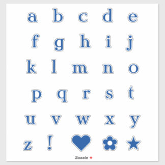 Blue Text Letters | Monogram Alphabet Stickers Aufkleber