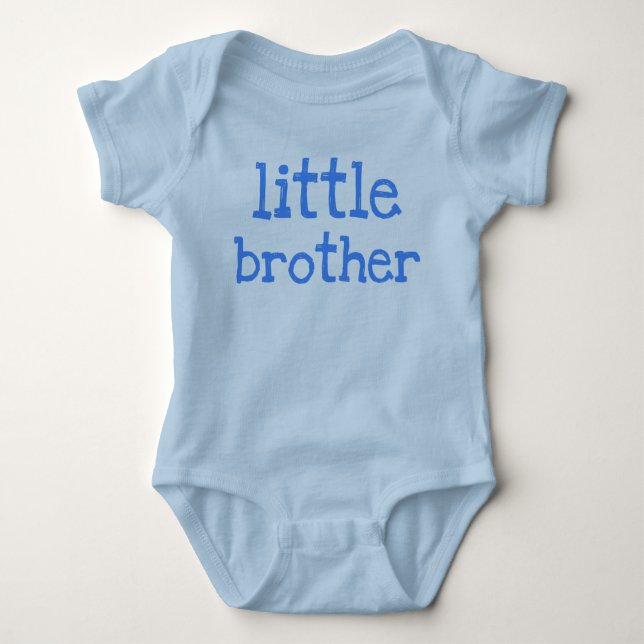 Blue Text Little Brother Baby Strampler (Vorderseite)