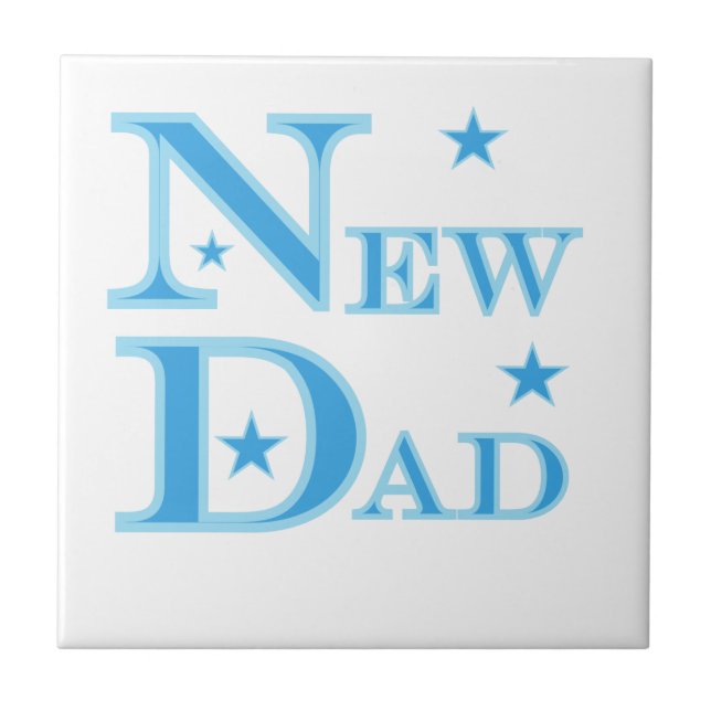 Blue Text New Dad Geschenke Fliese (Vorderseite)