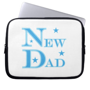 Blue Text New Dad Geschenke Laptopschutzhülle