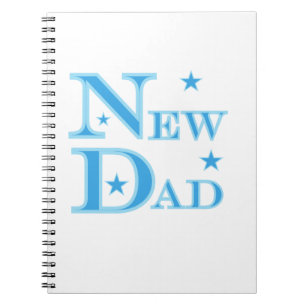 Blue Text New Dad Geschenke Notizblock