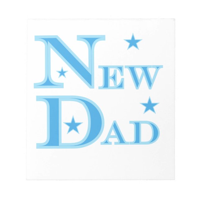 Blue Text New Dad Geschenke Notizblock (Vorderseite)
