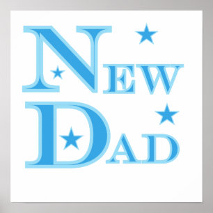 Blue Text New Dad Geschenke Poster