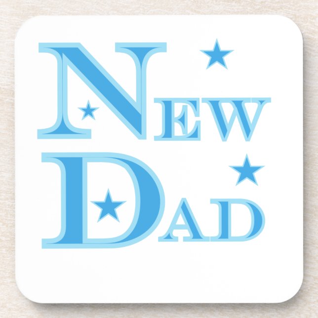 Blue Text New Dad Geschenke Untersetzer (Vorderseite)
