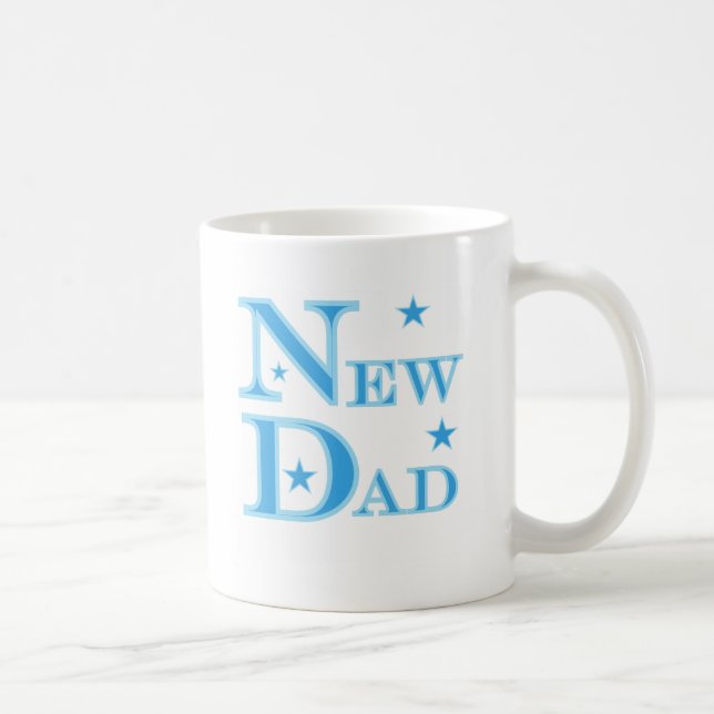 Blue Text New Dad T - Shirt und Geschenke Kaffeetasse (Rechts)