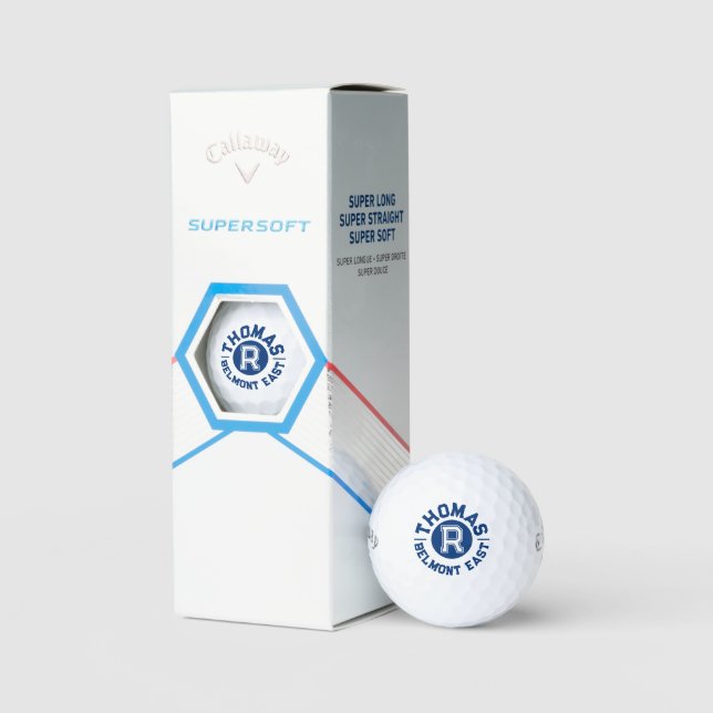 Blue Text Sport benutzerdefinierte Monogrammnamen  Golfball (Verpackung)
