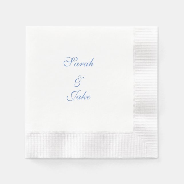 Blue Text White Wedding Coined Serviette (Vorderseite)