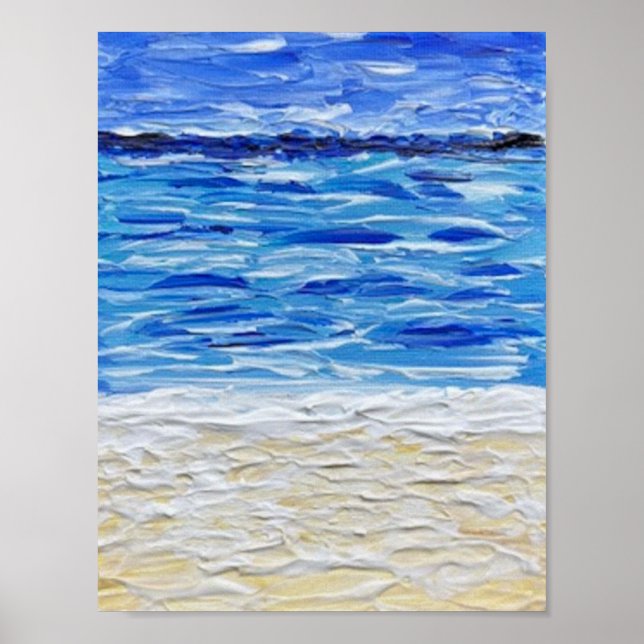 Blue Texture Beach Art Print  Poster (Vorne)