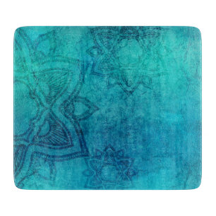 Blue Textured Lotus Schneidebrett