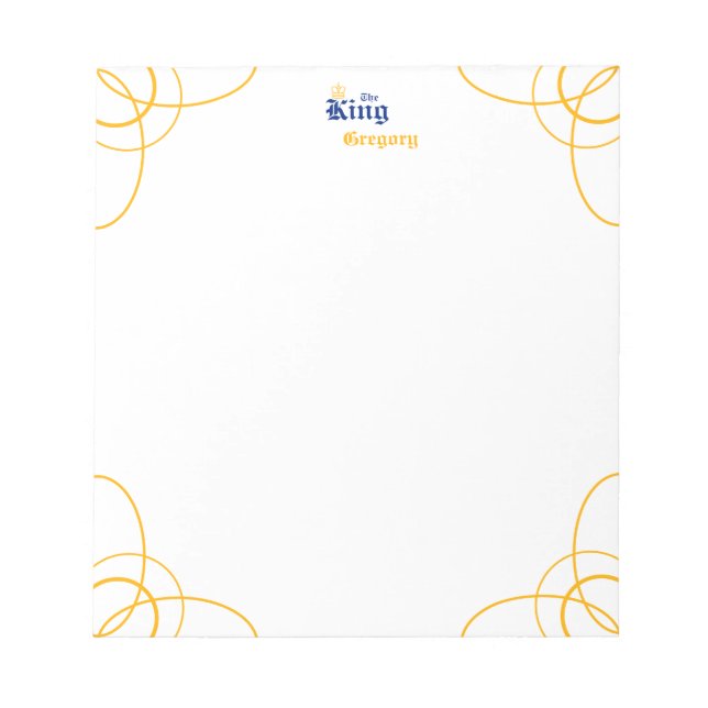 Blue The King Notepad Notizblock (Vorderseite)