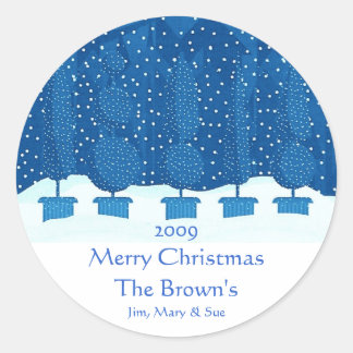 Blue Theme Frohe Weihnachten Personalisiert Wine L Runder Aufkleber