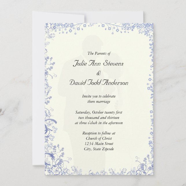 Blue Theme mit Bride Wedding Einladung (Vorderseite)