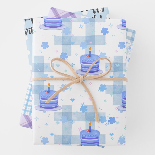 Blue-Themed Birthday Geschenkpapier Set (Beispiel)