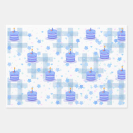 Blue-Themed Birthday Geschenkpapier Set