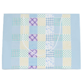 Blue-Themed Check Pattern Große Geschenktüte