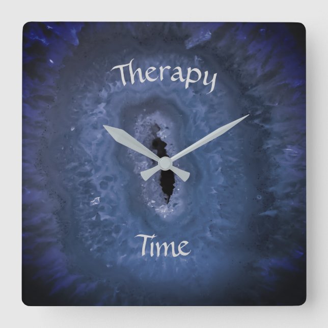 Blue Therapy Time Quadratische Wanduhr (Vorderseite)