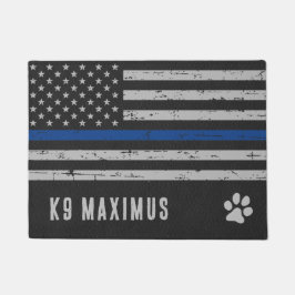 Blue Thin Line - Dog Paw - Police K9 Fußmatte