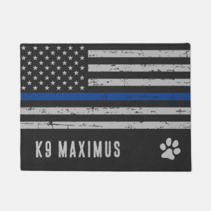 Blue Thin Line - Dog Paw - Police K9 Fußmatte