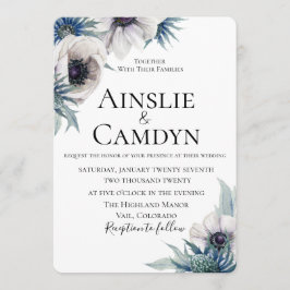 Blue Thistle Anemone Wedding Einladung