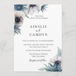 Blue Thistle Anemone Wedding Einladung