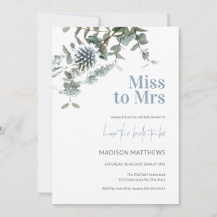 Blue Thistle Botanical Miss an Mrs. Brautparty  Einladung