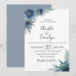 Blue Thistle Botanical Wedding Einladung