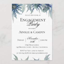 Blue Thistle Botanique Engagement Party Invitation