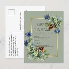 Blue Thistle Eucalyptus Wedding Wonderland Postkarte