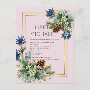 Blue Thistle Eucalyptus Wedding Wonderland Postkarte