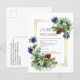 Blue Thistle Eucalyptus Wedding Wonderland Postkarte