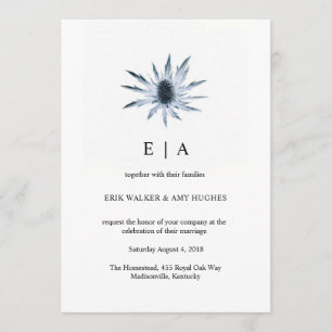 Blue Thistle Floral Watercolor Wedding Einladung