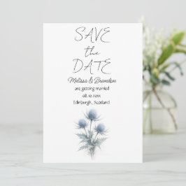 Blue Thistle Scottish Floral Elegant Wedding  Einladung