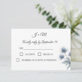 Blue Thistle Scottish Simple Wedding RSVP Karte
