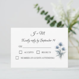 Blue Thistle Scottish Simple Wedding RSVP Karte