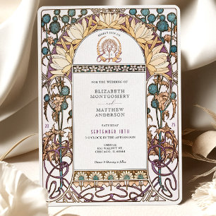 Blue Thistles Vintag Jugendstil Hochzeit Einladung