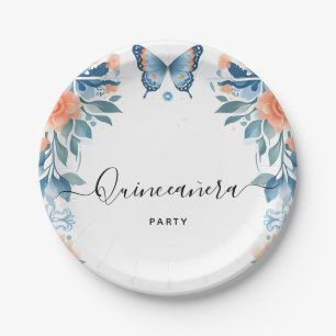 Blue Tiara Family Latina Girly Spanish Quinceanera Pappteller