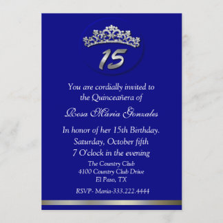 Blue Tiara Quinceñera Einladung