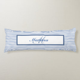 Blue Ticking Stripes Bauernhof Mit Monogramm Seitenschläferkissen