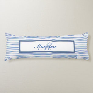 Blue Ticking Stripes Bauernhof Mit Monogramm Seitenschläferkissen