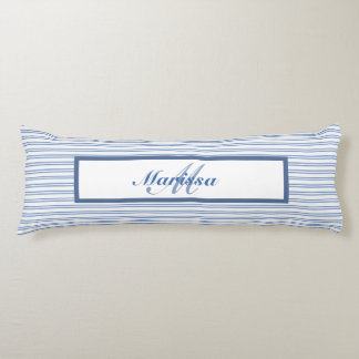 Blue Ticking Stripes Bauernhof Mit Monogramm Seitenschläferkissen