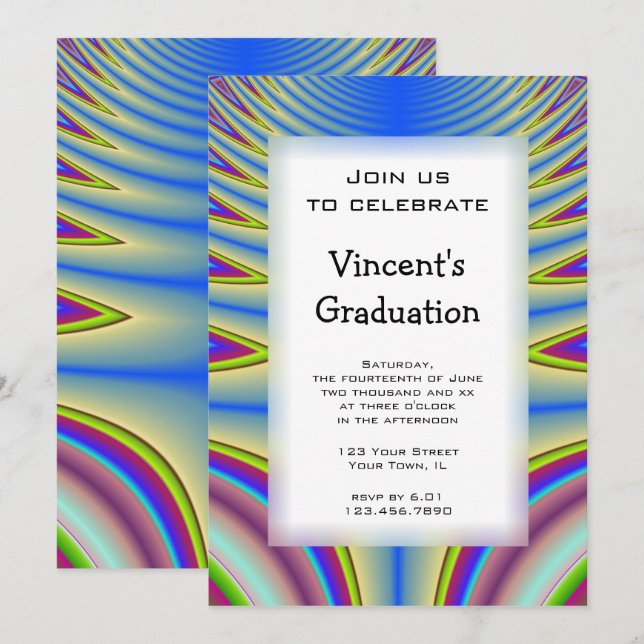 Blue Tie Dye Graduation Party Invitation (Devant / Derrière)