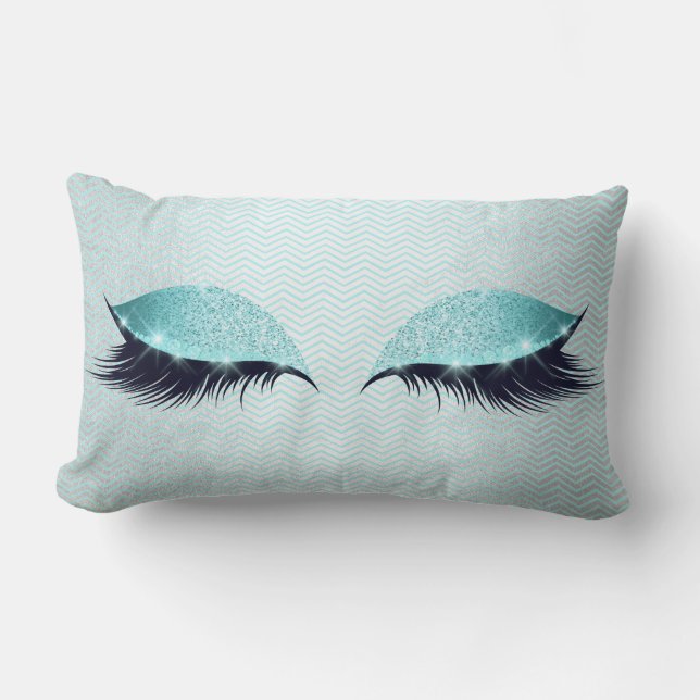 Blue Tiffany Cat's Eye Lashes Glitzer Lendenkissen (Vorderseite)