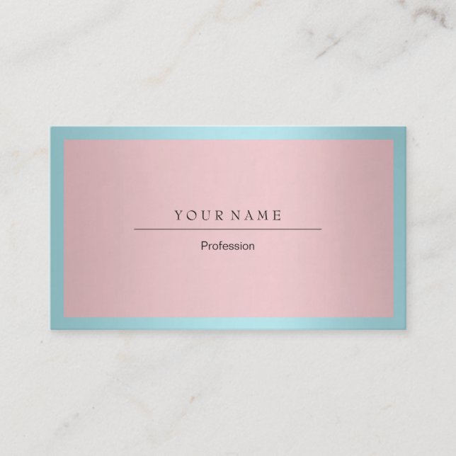 Blue Tiffany Ocean Frame Minimal Pink Metallic Visitenkarte (Vorderseite)