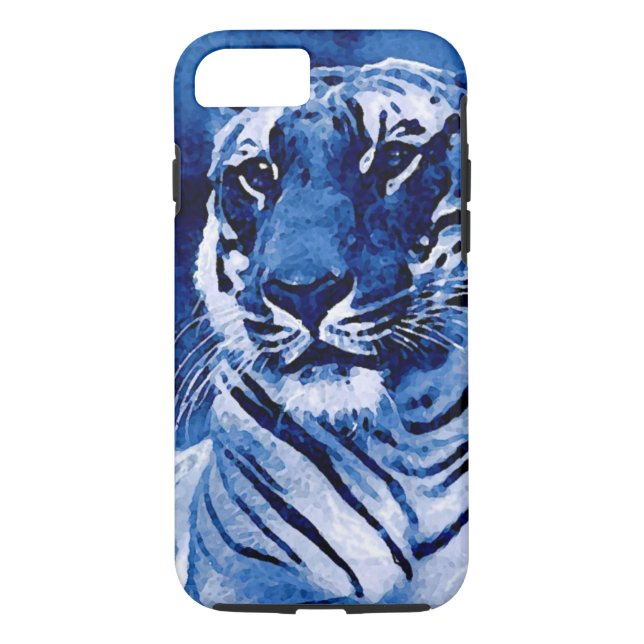 Blue Tiger Artwork Tough iPhone 7 Coque (Dos)