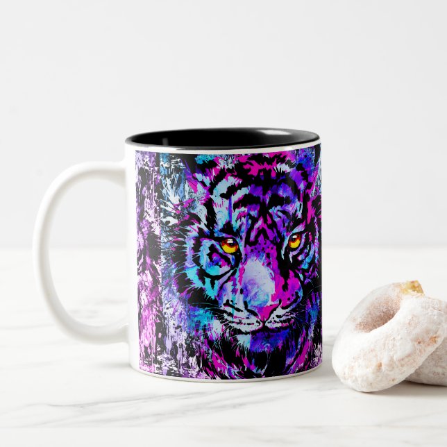 Blue Tiger Coffee Tasse | Lila Tigerfront (Mit Donut)