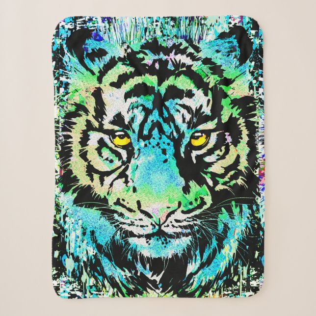 Blue Tiger Head - Tiger Portrait Sherpadecke (Vorderseite)