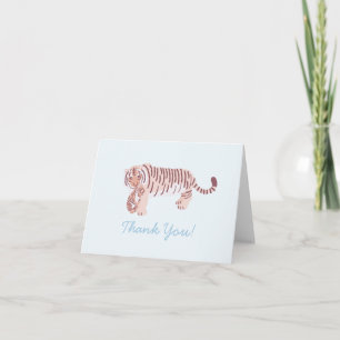 Blue Tiger Mom & Cub Baby Shower Thank You Card Dankeskarte