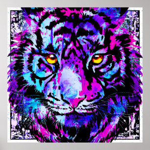 Blue Tiger Poster - Tiger Head Printwerbung
